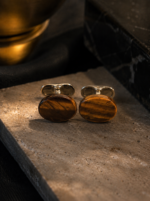 Oval Tiger's Eye Cufflinks