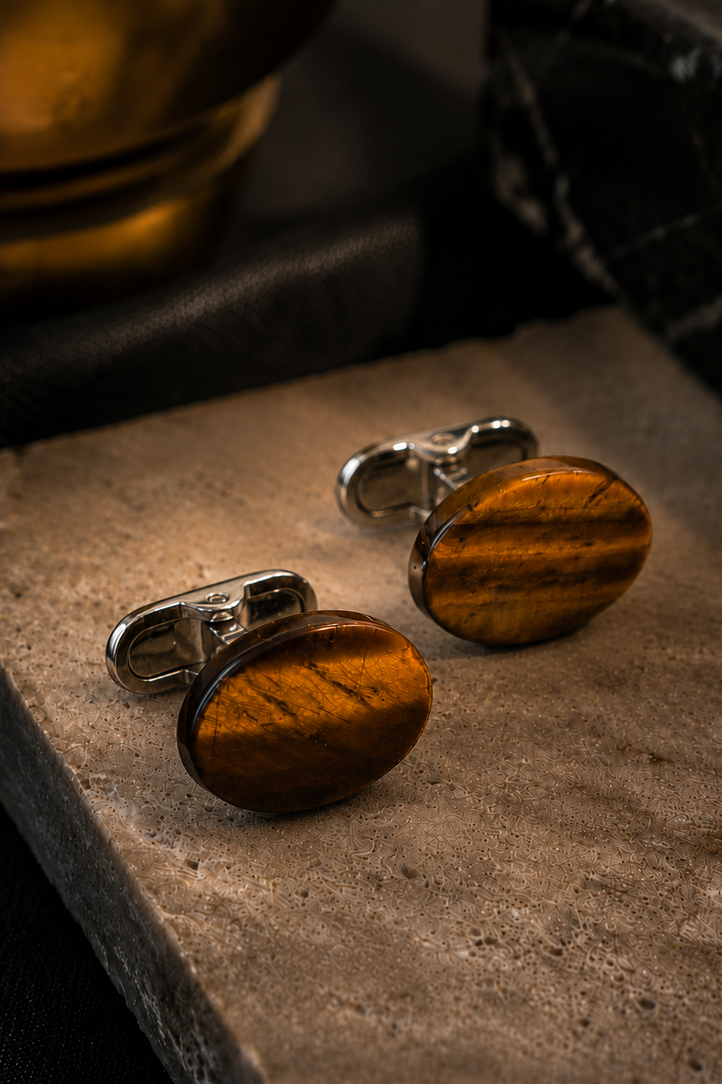 Oval Tiger's Eye Cufflinks