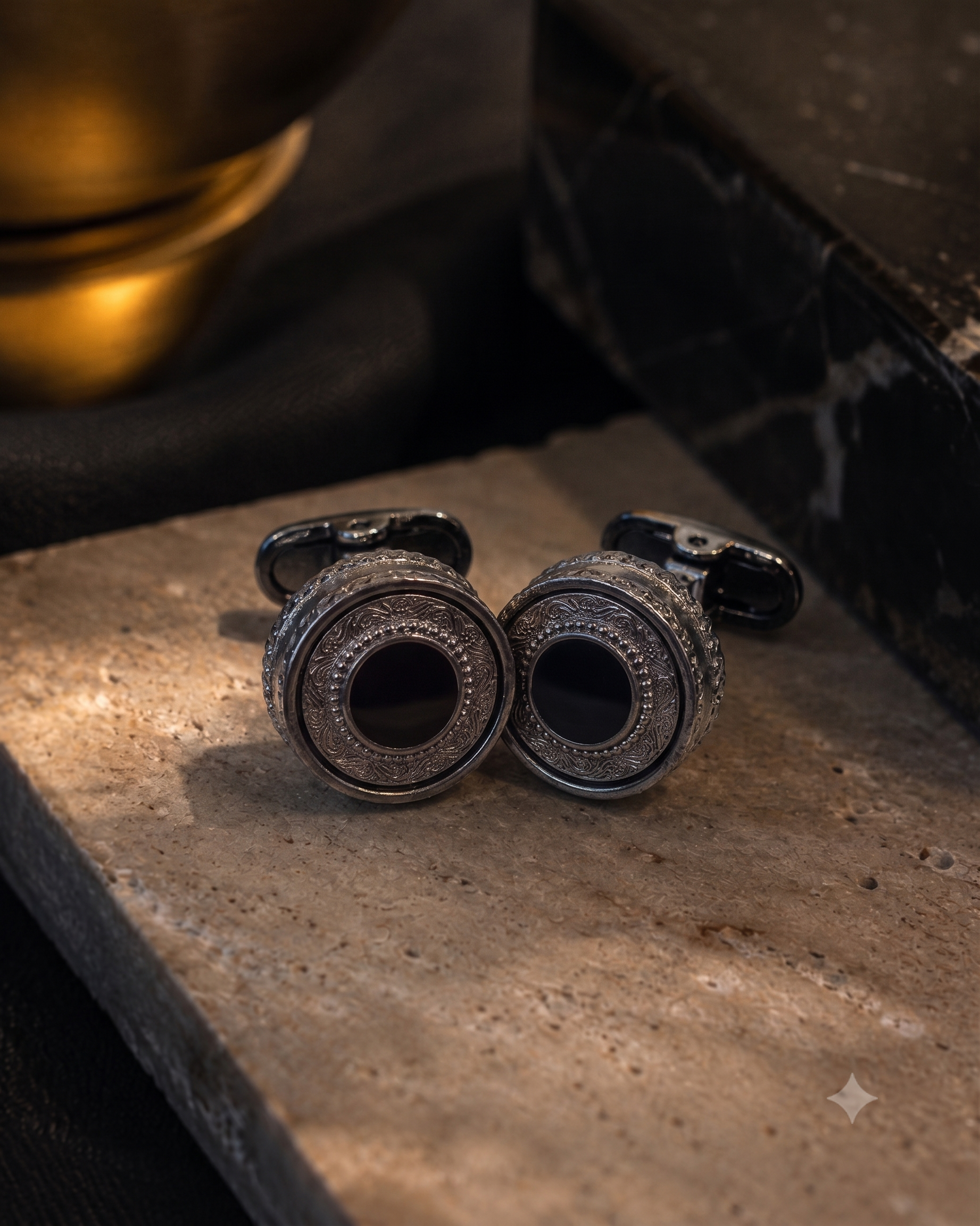 Round Black Onyx Cufflinks