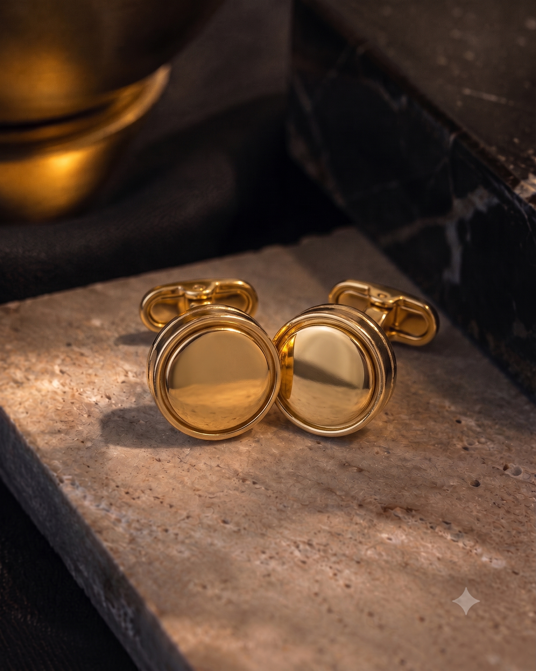 Round Gold Centre Cufflinks